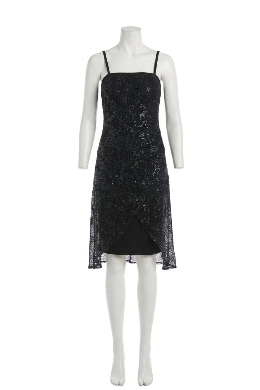 NEW JOSEPH RIBKOFF foiled mesh dress in black/silver